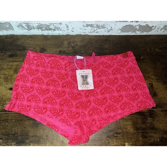 NWT! Savage x Fenty Rib Sleep Short Millennial Pink Love Me Like A Savage M - Picture 1 of 7